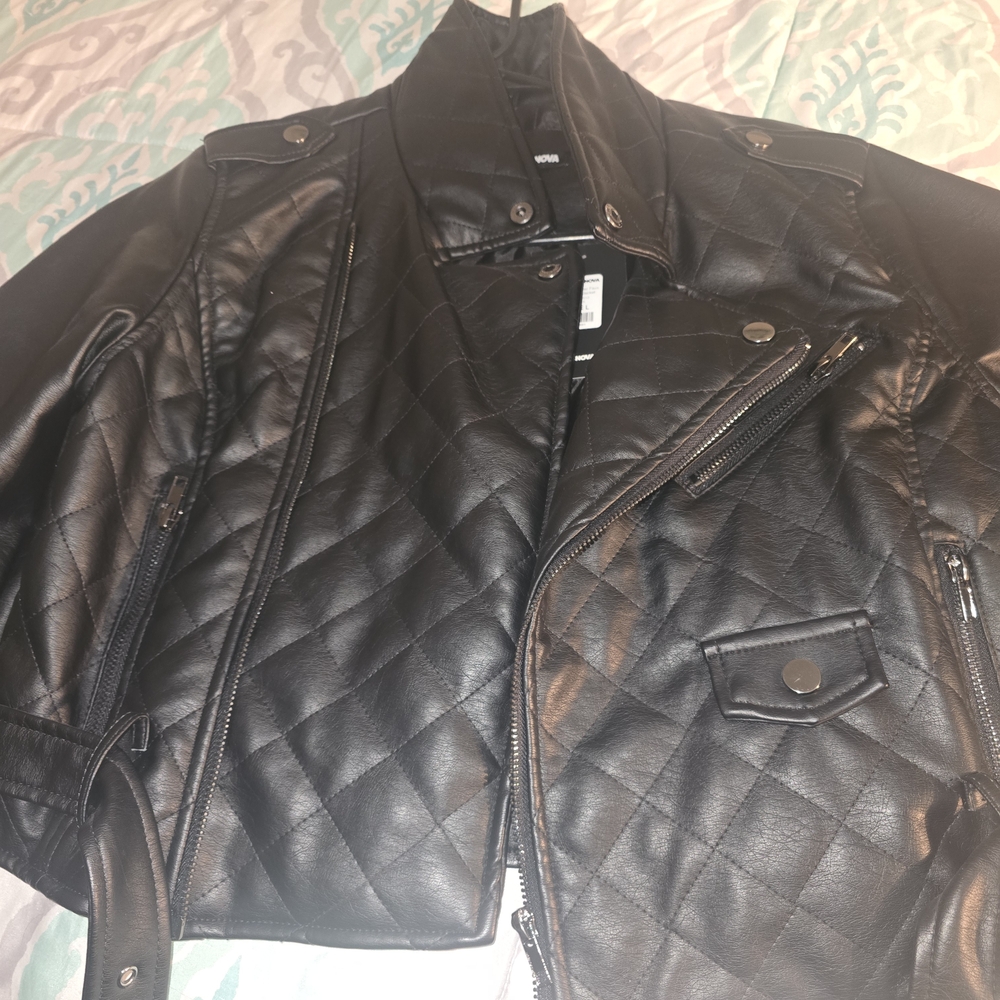 Fashion Nova Black Quilted  Leather Jacket